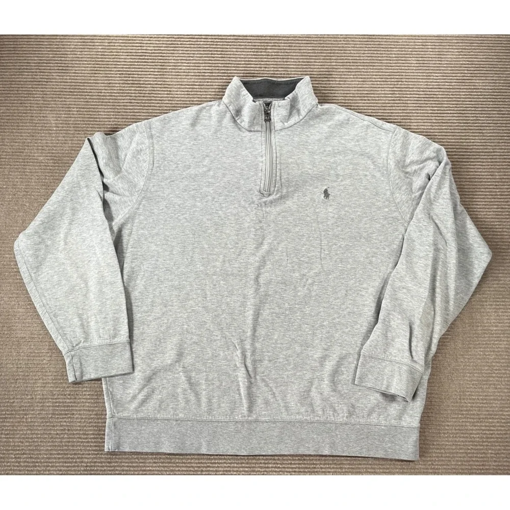 Polo Ralph Lauren Mens XL Heather Grey Quarter‎ Zip Pullover Sweater